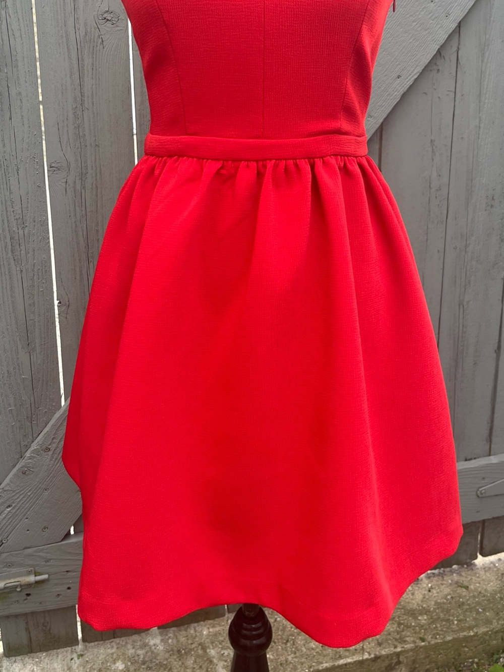 Soprano Fit & Flare V-Neck Mini Dress Bow Accents Red Size Small - Picture 4 of 12